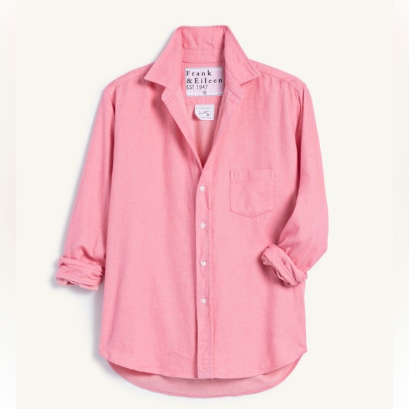 New Frank & Eileen Shirley oversized Italian flannel shirt pink herringbone M - Picture 4 of 16